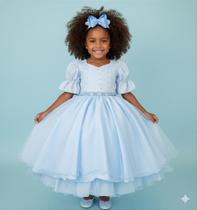 Vestido Infantil Azul Bebê Lese Midi Festa Luxo Casamento - Fabuloso Ateliê Vestido Infantil Azul Bebê Lese Midi Festa Luxo Casamento - Fabuloso Ateliê