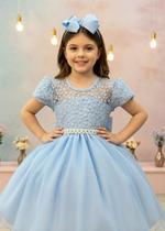 Vestido Infantil Azul Claro para Festa com Tule e Glitter Vestido Infantil Azul Claro para Festa com Tule e Glitter