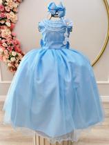 Vestido Infantil Azul Damas de Honra Casamentos C/ Broche