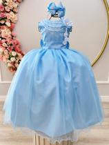 Vestido Infantil Azul Damas de Honra Casamentos C/ Broche