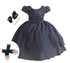 Vestido Infantil Azul Marinho Daminha Festa Luxo E Coroa Vestido Infantil Azul Marinho Daminha Festa Luxo E Coroa