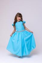 Vestido Infantil Azul para Formatura Longo Dama de Honra Luxo para Festas Vestido Infantil Azul para Formatura Longo Dama de Honra Luxo para Festas