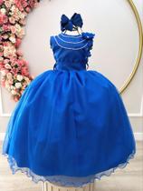 Vestido Infantil Azul Royal Damas Formatura Festas C/ Broche - marie