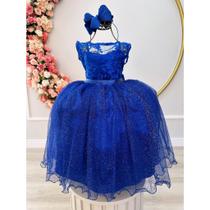 Vestido Infantil Azul Royal Florista Formatura Casamento Dama Daminha Renda Menina Juvenil Festa Renda Social Rodado