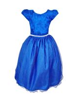 Vestido Infantil Azul Royal Glitter Casamento De Luxo Rodado