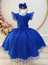 Vestido Infantil Azul Royal Glitter para Festas Daminhas de Luxo Vestido Infantil Azul Royal Glitter para Festas Daminhas de Luxo