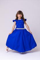 Vestido Infantil Azul Royal Longo Dama de Honra Luxo para Festas Vestido Infantil Azul Royal Longo Dama de Honra Luxo para Festas