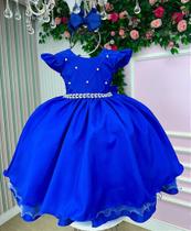 Vestido Infantil Azul Royal Menina Luxo