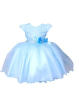 Vestido Infantil Azul Social Daminha Princesa Cinderela Frozen Aniversário 4 Ao 16 Luxo - Pitchulina