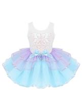 Vestido Infantil Balé Tutu Lantejoulas Azul/Lilás