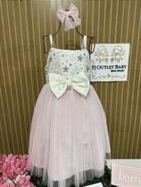 Vestido Infantil Bambollina com Estampa de Estrelas e Brilhos Vestido Infantil Bambollina com Estampa de Estrelas e Brilhos