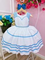 Vestido Infantil Barbie Branco Coração C/ Cinto de Pérolas