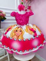 Vestido Infantil Barbie Pink Busto C/ Renda Luxo