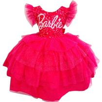 Vestido Infantil Barbie Pink Festa Aniversário Luxo