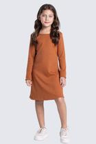 Vestido Infantil Básico Ribana Canelado Vestido Infantil Básico Ribana Canelado