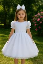Vestido infantil batismo Marie Branco Bolinhas festas Vestido infantil batismo Marie Branco Bolinhas festas