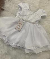Vestido infantil batizado bebe branco recem nascido a 1 ano