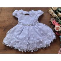 Vestido infantil batizado bebe branco recem nascido a 1 ano