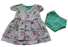 Vestido infantil Bebê Festa Com Manga e Lacinho