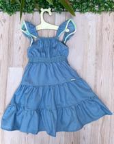 Vestido Infantil Bebê Menina Jeans Catavento Vestido Infantil Bebê Menina Jeans Catavento