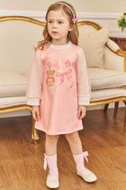 Vestido Infantil Bebê Térmico Manga Longa Tule Ursinho Kukiê Vestido Infantil Bebê Térmico Manga Longa Tule Ursinho Kukiê