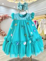 Vestido Infantil Bebê Verde Jardim Encantado Luxo Vestido Infantil Bebê Verde Jardim Encantado Luxo