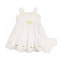 Vestido Infantil Bebês Milon Tricoline Bordado Corte a Laser Com Calcinha Vestido Infantil Bebês Milon Tricoline Bordado Corte a Laser Com Calcinha