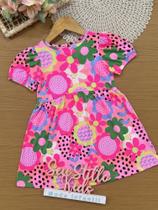 Vestido Infantil Bimbi Verão Rosa Floral Vestido Infantil Bimbi Verão Rosa Floral