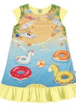 Vestido Infantil Boca Grande em meia malha com estampa na frente e babado na barra 42693 Vestido Infantil Boca Grande em meia malha com estampa na frente e babado na barra 42693