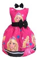 Vestido Infantil Boneca Barbie Glamorosa Luxo + Tiara