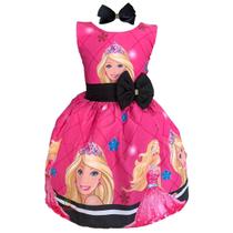 Vestido Infantil Boneca Barbie Glamorosa Luxo + Tiara
