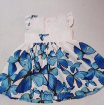 Vestido Infantil BORBOLETA AZUL Bebê Top Festa Vestido Infantil BORBOLETA AZUL Bebê Top Festa