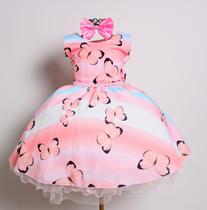 Vestido Infantil Borboleta Rosa Jardim Festa E Tiara Vestido Infantil Borboleta Rosa Jardim Festa E Tiara