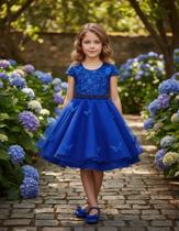 Vestido Infantil Bordado Festa Borboletas Luxo Aniversário Vestido Infantil Bordado Festa Borboletas Luxo Aniversário