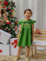 Vestido Infantil Bordado Suny Verde