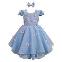 Vestido Infantil Bosque Encantado Com Flores e Borboletas