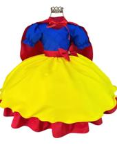 Vestido Infantil Branca de Neve Amarela Com Capa Festas Vestido Infantil Branca de Neve Amarela Com Capa Festas