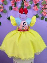 Vestido Infantil Branca de Neve e os 7 Anões Colorido para Festas e Eventos Vestido Infantil Branca de Neve e os 7 Anões Colorido para Festas e Eventos