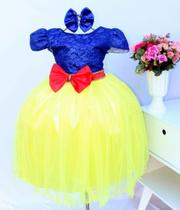 Vestido Infantil Branca de Neve Encantado Princesa Luxo E Tiara