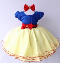 Vestido Infantil Branca de Neve Festa Temático E Tiara