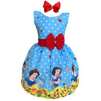 Vestido Infantil Branca De Neve Flores E Borboletas Luxo