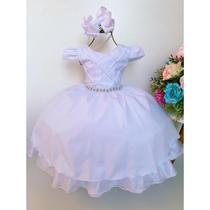 Vestido Infantil Branco Batismo Batizado Comunhão Eucaristia Dama Daminha Florista Noivinha Casamento Festa Formatura
