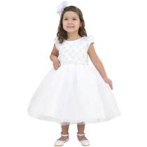 Vestido infantil branco batizado ou daminha de casamento luxo