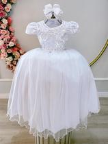 Vestido Infantil Branco Busto com Renda Luxo Festas Casamento Luxo Festa Vestido Infantil Branco Busto com Renda Luxo Festas Casamento Luxo Festa