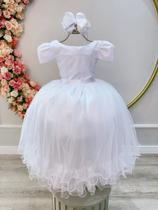 Vestido Infantil Branco C/ Strass Casamentos Luxo