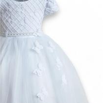 Vestido Infantil Branco com Borboletas - Vestido Infantil Branco com Borboletas -