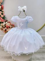 Vestido Infantil Branco com Renda Apliques Daminha Festas Vestido Infantil Branco com Renda Apliques Daminha Festas
