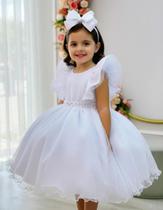 Vestido Infantil Branco Com Strass Luxo Daminhas Festas Vestido Infantil Branco Com Strass Luxo Daminhas Festas