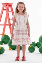 Vestido Infantil Branco Estampado Corações Mon Sucré Vestido Infantil Branco Estampado Corações Mon Sucré