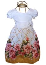 Vestido Infantil Branco Floral Princesa Festa Batizado Luxo - Florata Vestido Infantil Branco Floral Princesa Festa Batizado Luxo - Florata